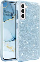 Samsung S22 - Glitter Back Cover - Blauw