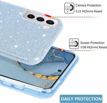 Samsung S22 - Glitter Back Cover - Blauw