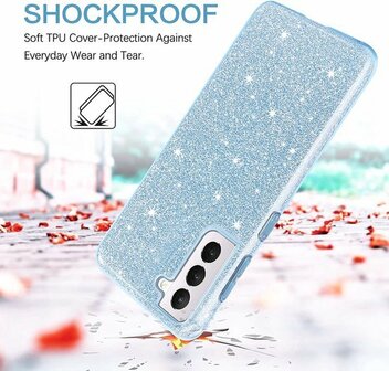 Samsung S22 - Glitter Back Cover - Blauw