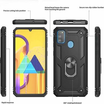 Samsung M21 - Armor met Kickstand Ring - Grijs