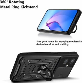 Oppo A40 (m) &amp;amp; A60 5G  - Zwart - Kickstand Cover Camera Bescherming