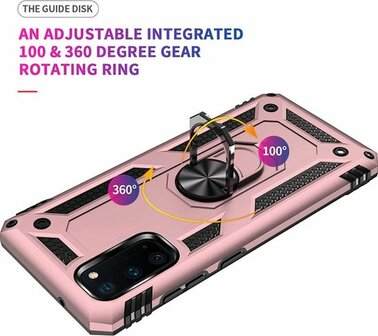 Samsung S20 - Armor met Kickstand Ring - Ros&eacute;goud