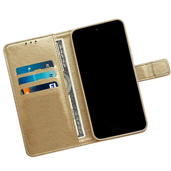 Oppo A40 / A40m / A60 5G - Book Case &amp;amp; Glas - Goud