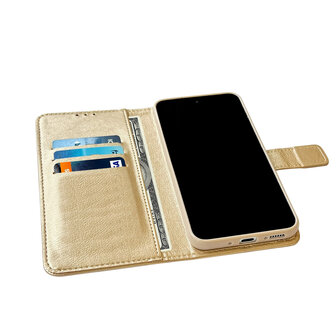 Oppo A40 / A40m / A60 5G - Book Case &amp;amp; Glas - Goud