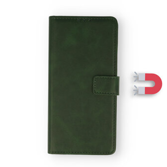 iPhone 15 Pro - Book Case &amp;amp; Full Glas - Groen