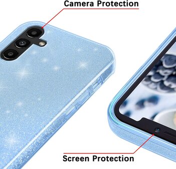 Samsung A14 - Glitter Back Cover - Blauw