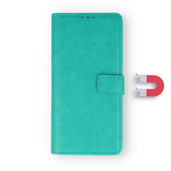 iPhone 15 Pro - Book Case &amp;amp; Full Glas - Turquoise