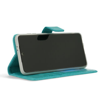 iPhone 15 Pro - Book Case &amp;amp; Full Glas - Turquoise