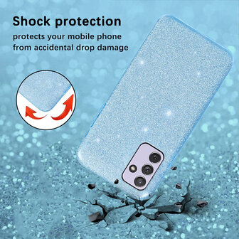 Samsung A15 - Glitter Back Cover - Blauw