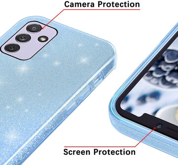 Samsung A15 - Glitter Back Cover - Blauw