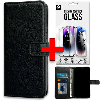 Moto G85 - Book Case &amp;amp; Glas - Zwart