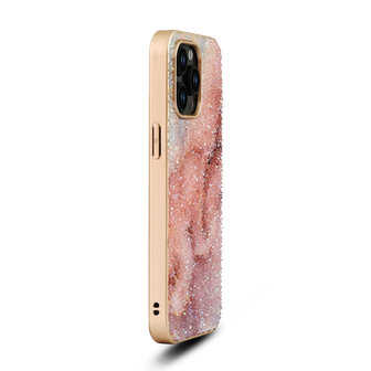 iPhone 12 Pro - Diamant Marmer Glitter - Roze