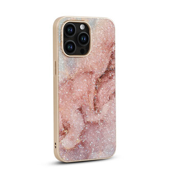 iPhone 12 Pro - Diamant Marmer Glitter - Roze