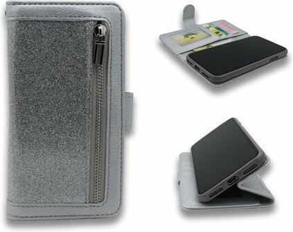 iPhone XR - Rits Book Case - Zilver