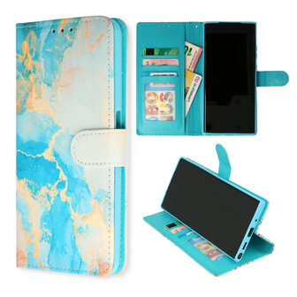 iPhone 15 Pro Max Marmer Aqua - Book Case