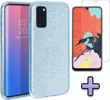 A41 - Glitter Back Cover &amp;amp; Glas - Blauw