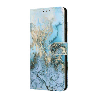 iPhone 15 Pro Max Marmer Blauw - Book Case