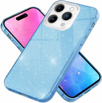 iPhone 15 Pro Max - Glitter Back Cover - Blauw