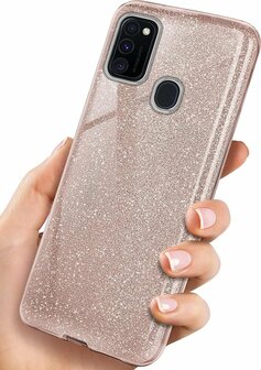 Samsung A20S - Glitter Back Cover - Roze