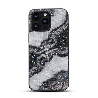 iPhone 12 Pro - Diamant Marmer Glitter - Zwart