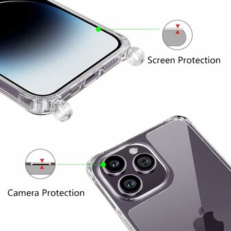 iPhone 15 Pro Transparant - TPU Back Cover met Koord