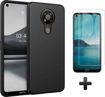 Nokia 3.4 - Back Cover &amp;amp; Glas - Zwart