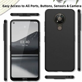 Nokia 3.4 - Back Cover &amp;amp; Glas - Zwart