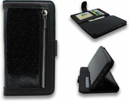 Samsung S7 Edge - Rits Book Case - Zwart