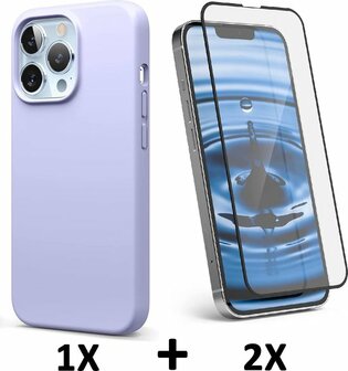 iPhone 13 Pro - Back Cover &amp;amp; 2X Full Glas - Paars