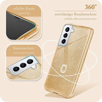 Samsung S22 Plus - Glitter Back Cover - Goud