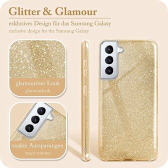 Samsung S22 Plus - Glitter Back Cover - Goud