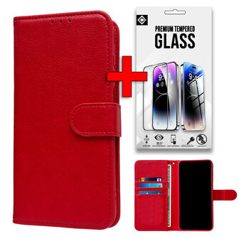 Oppo A40 / A40m / A60 5G - Book Case &amp;amp; Glas - Rood