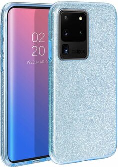 Samsung S20 Ultra - Siliconen - Glitter Back Cover - Blauw