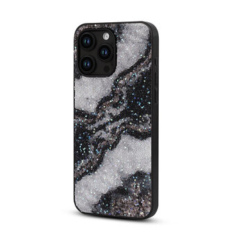 iPhone 15 Pro Max - Diamant Marmer Glitter - Zwart