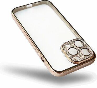 iPhone 12 Pro - Glitter Cam Back Cover - Goud