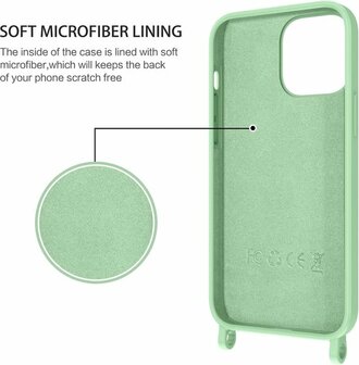 iPhone 14 Pro Max Licht Groen - TPU Back Cover met Koord