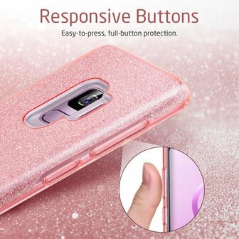 Samsung S9 Plus - Glitter Back Cover - Zilver