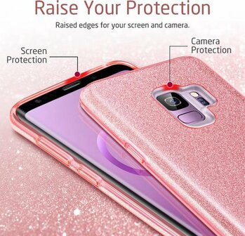 Samsung S9 Plus - Glitter Back Cover - Zilver