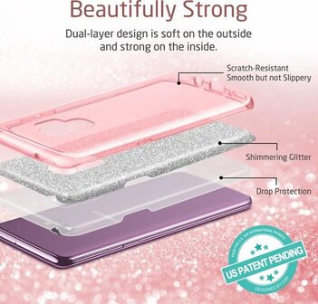 Samsung S9 Plus - Glitter Back Cover - Zilver