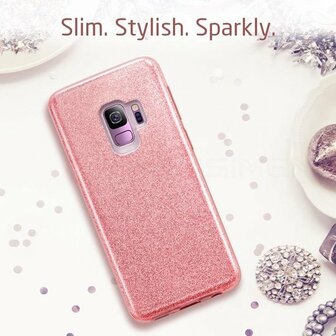 Samsung S9 Plus - Glitter Back Cover - Zilver