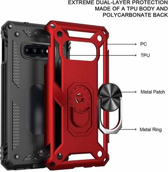 Samsung S10 - Armor met Kickstand Ring - Rood