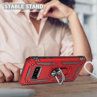 Samsung S10 - Armor met Kickstand Ring - Rood