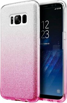 Samsung S8 - Glitter Back Cover - Roze &amp;amp; Zilver