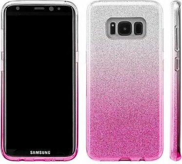 Samsung S8 - Glitter Back Cover - Roze &amp;amp; Zilver