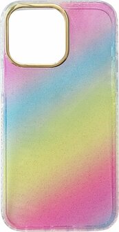 iPhone 14 Pro Max - Regenboog Glitter Back Cover - Spectrum