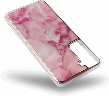 Samsung S22 Plus - Marmer Back Cover - Roze