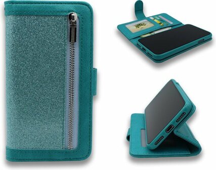 iPhone XR - Rits Book Case - Turquoise