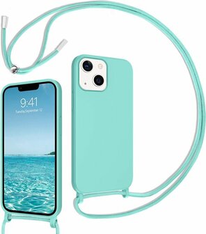 iPhone 14 Pro Max Turquoise - TPU Back Cover met Koord