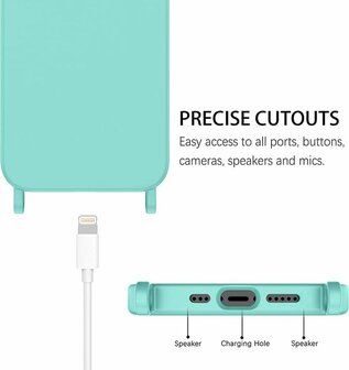 iPhone 14 Pro Max Turquoise - TPU Back Cover met Koord