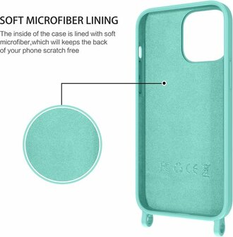 iPhone 14 Pro Max Turquoise - TPU Back Cover met Koord